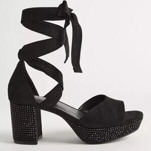 NEW Torrid Black Embellished Wrap Platform Heel